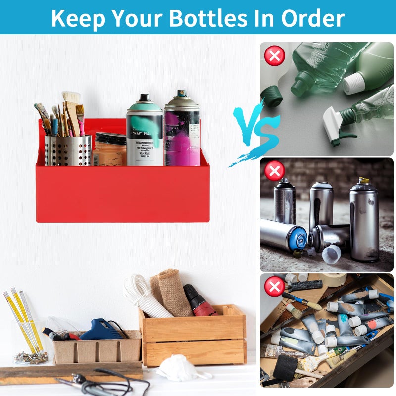 Rechabite Magnetic Aerosol Spray Can Holder  Magnet Toolbox Bottle Holder  Tool Box Storage Rack for Garage and Home  Craft Workspace  Mechanic Paint Bottle Can Organizer  Red  3""x8.3"" - Image 5